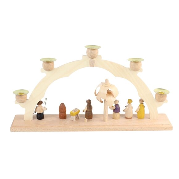 Wooden Straco Christmas Nativity Scene Arched 5-Candle Holder Made in Germany - Picture 4 of 12